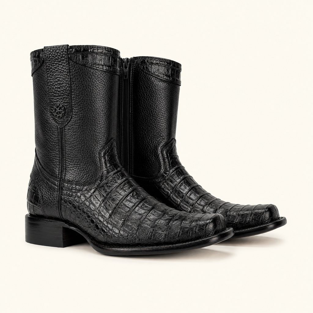 Black Crocodile Embossed Rio Bravo Boot — Armenta