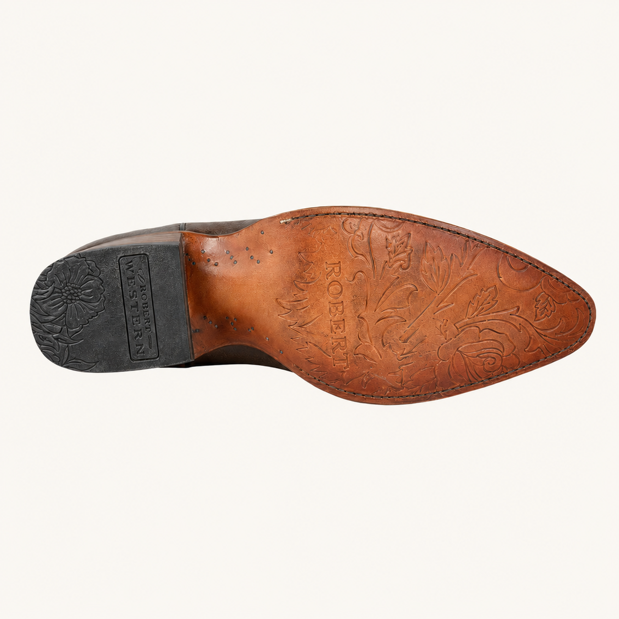 Tall Brown Boot with Gold Star Rivets — Jr Robert Western