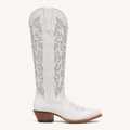 White High Boot with Pearl Grey Embroidery — Valentina