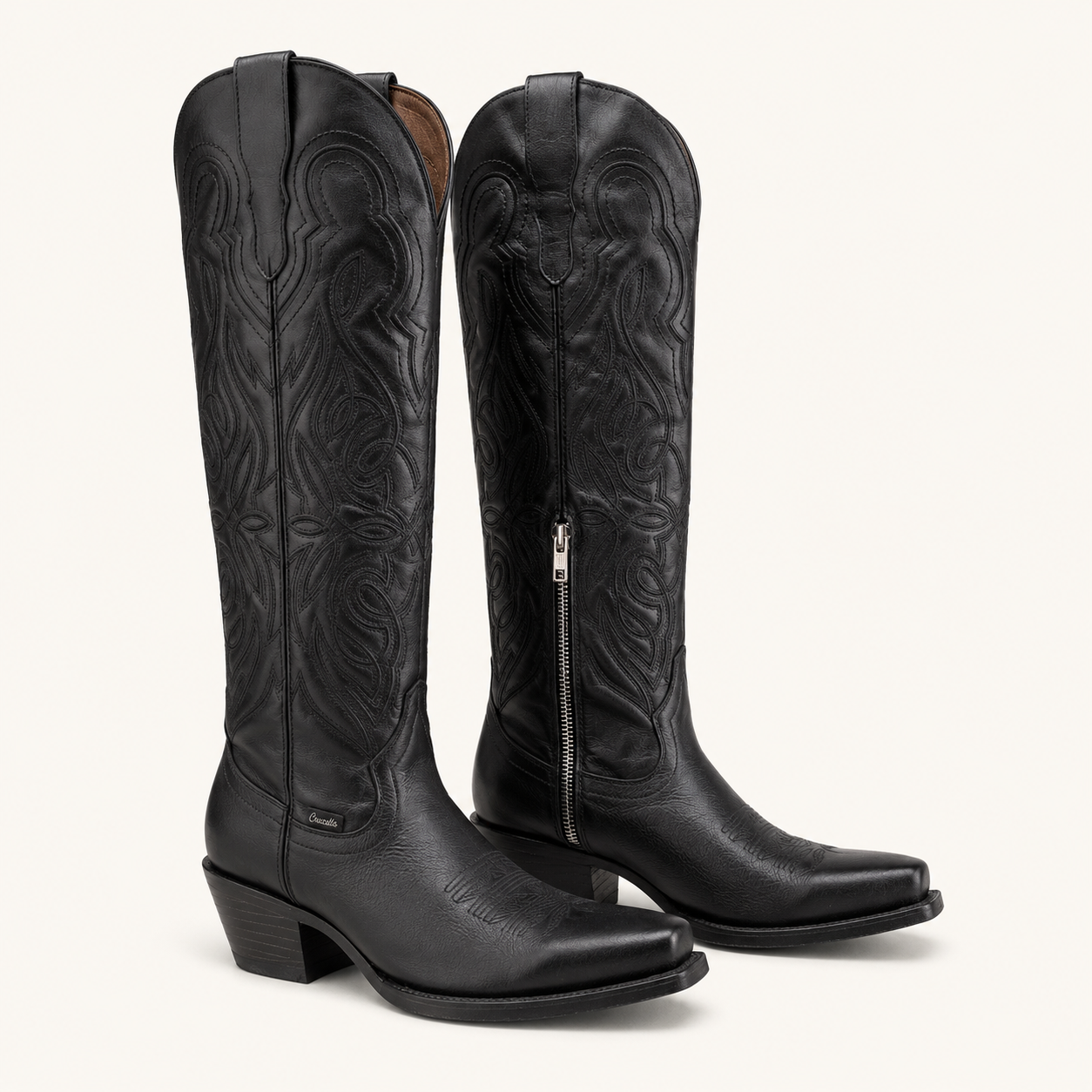 Black High Boot with Catrina Zipper — Cruzalta