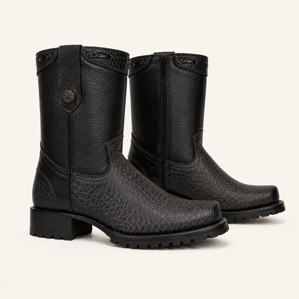 Bota Bisonte Grabado Suela Tractor Negra Búfalo — Armenta