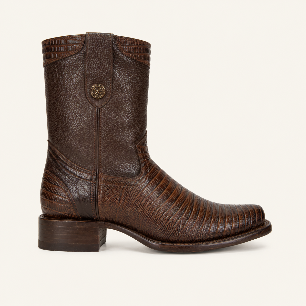 Cognac Lizard-Embossed Boot — Armenta
