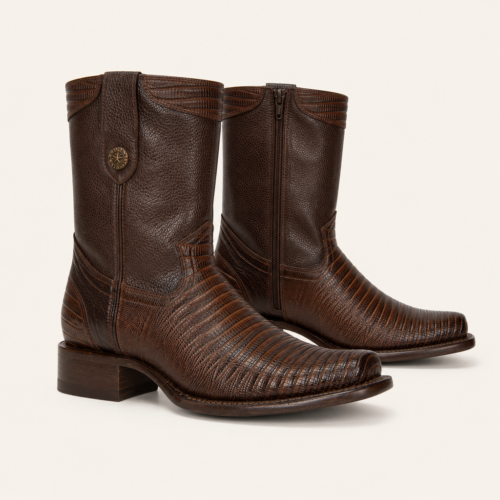 Bota Lizard Grabado Coñac Lagarto — Armenta