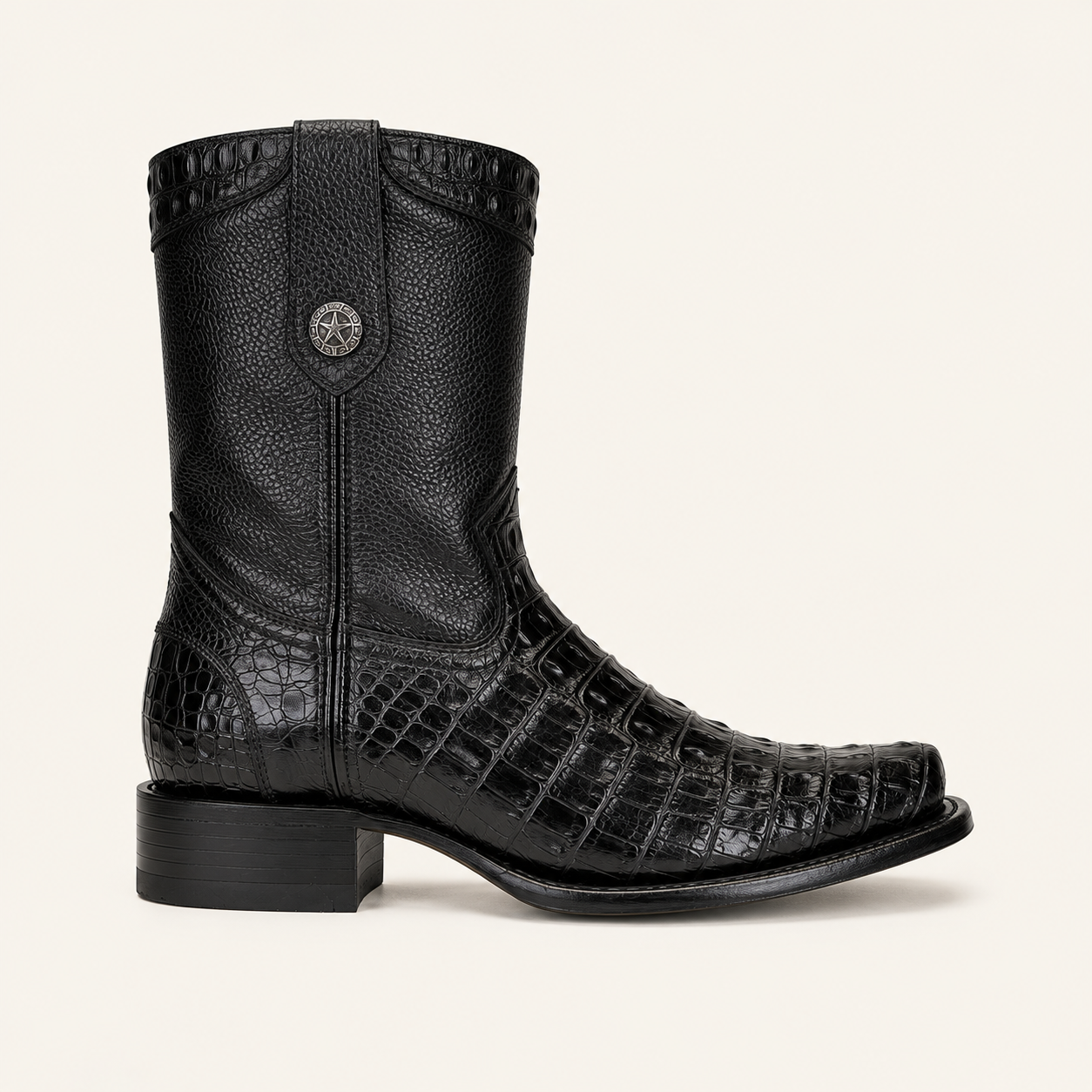 Obsidian Black Crocodile Embossed Boot — Armenta