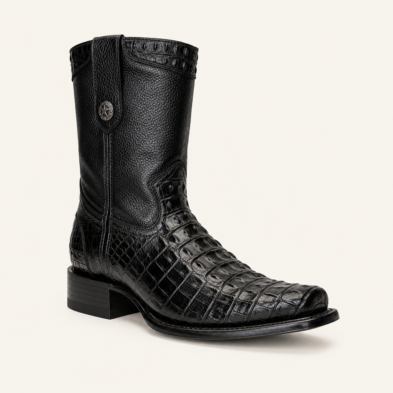 Obsidian Black Crocodile Embossed Boot — Armenta