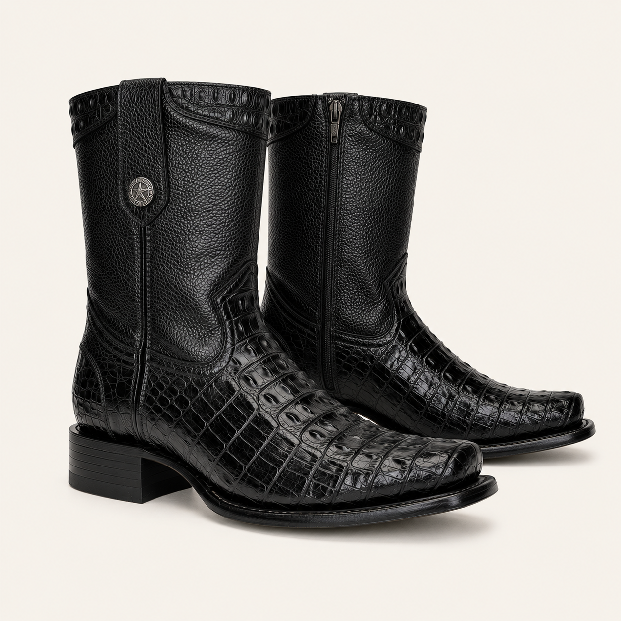 Obsidian Black Crocodile Embossed Boot — Armenta