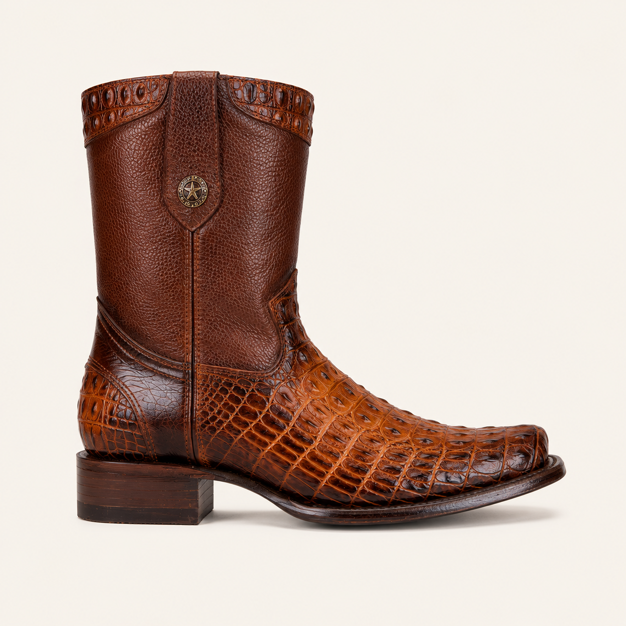 Cognac Cinnamon Crocodile-Embossed Boot — Armenta