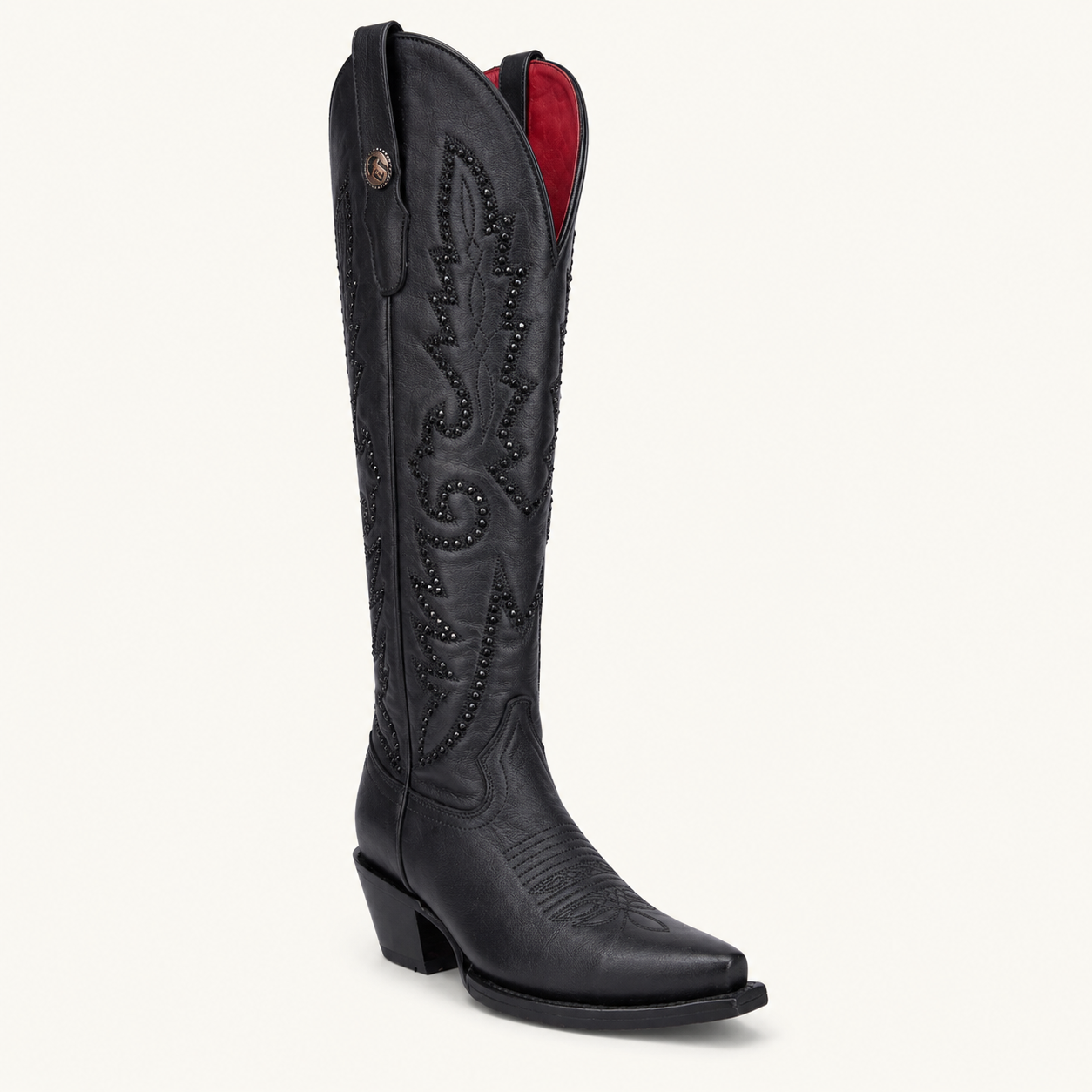 Obsidian Studded Black High Boot — Esja Boots
