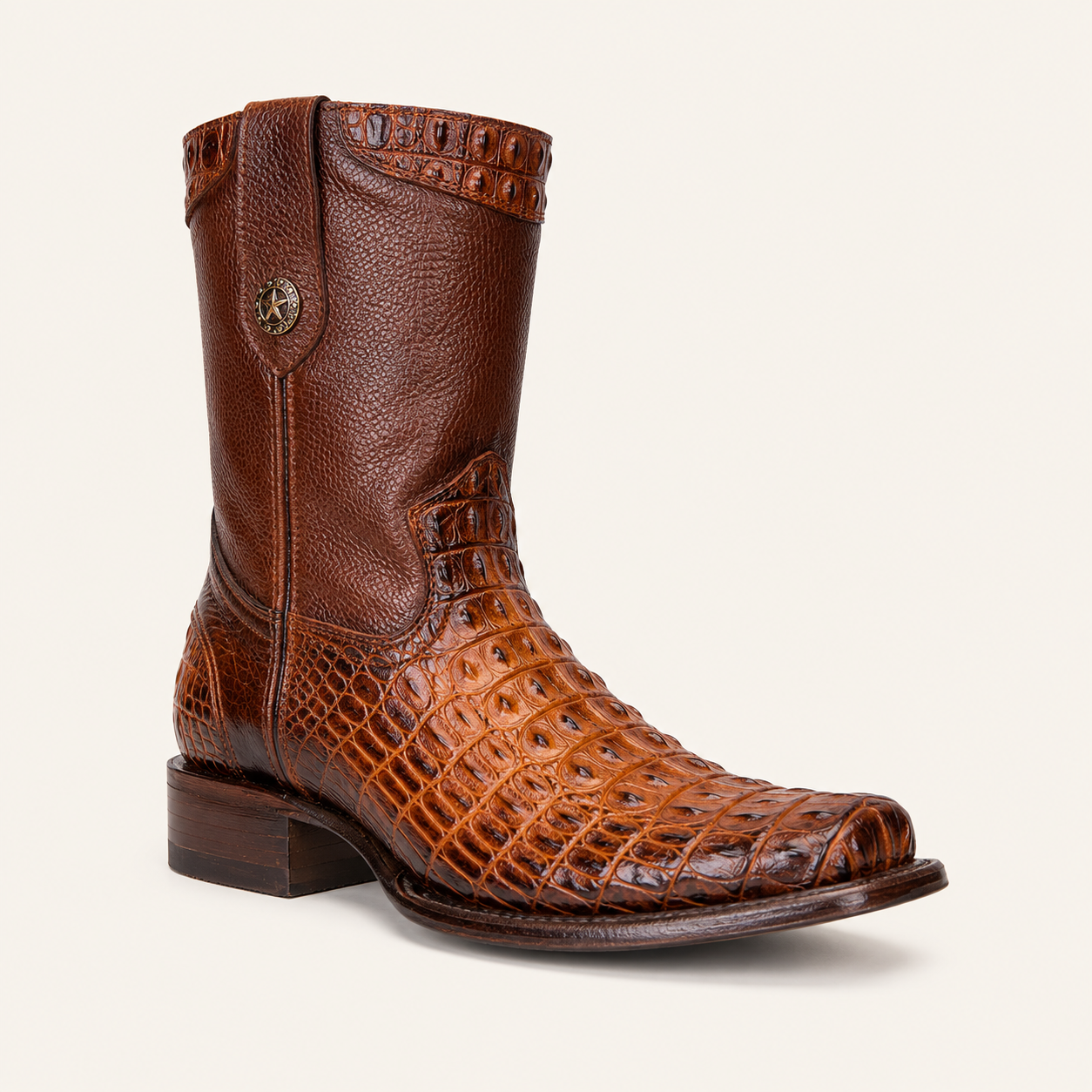 Cognac Cinnamon Crocodile-Embossed Boot — Armenta