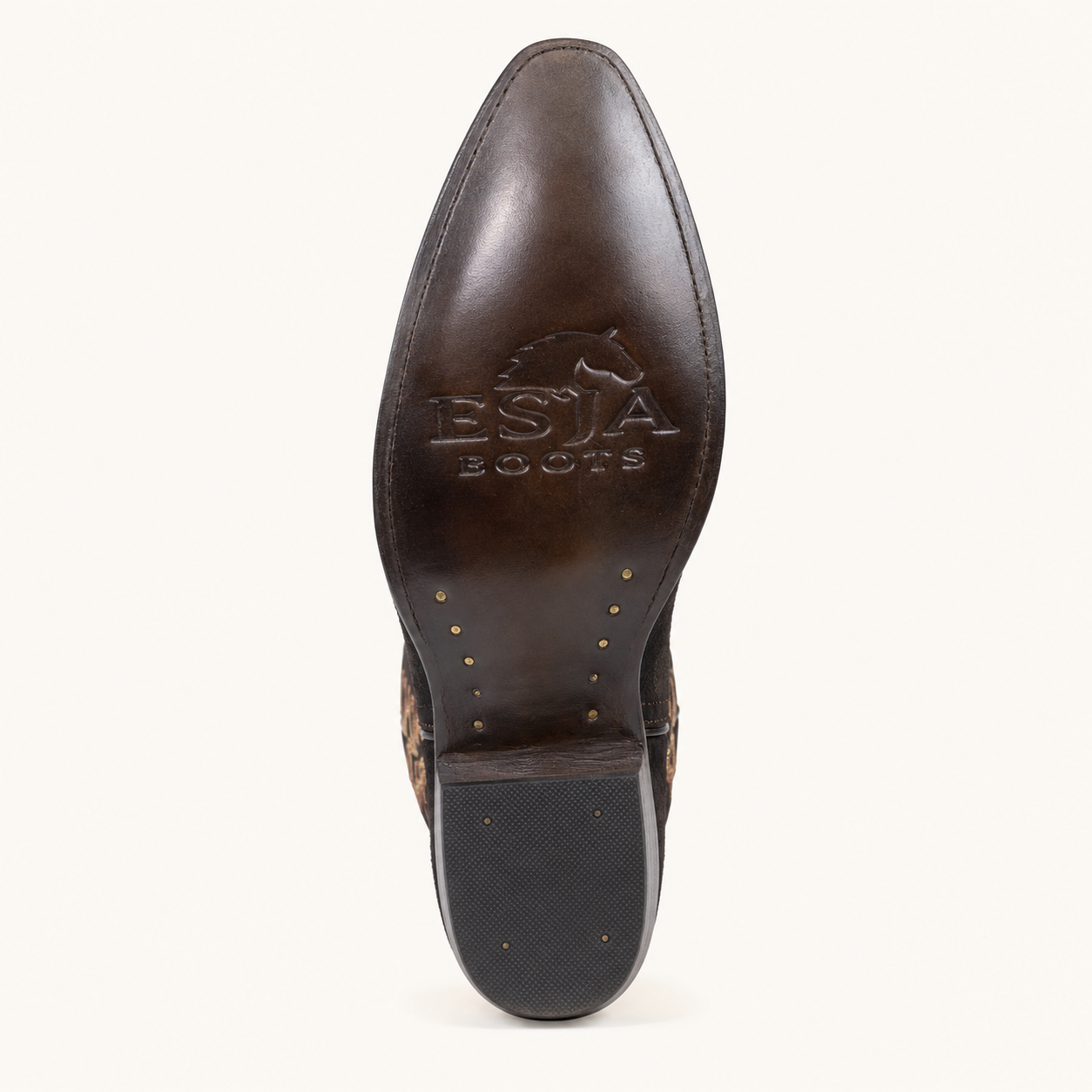 Brown High Boot Embroidered Lightning — Esja Boots