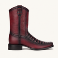 Burgundy Wine Crocodile-Embossed Boot — Cabrera