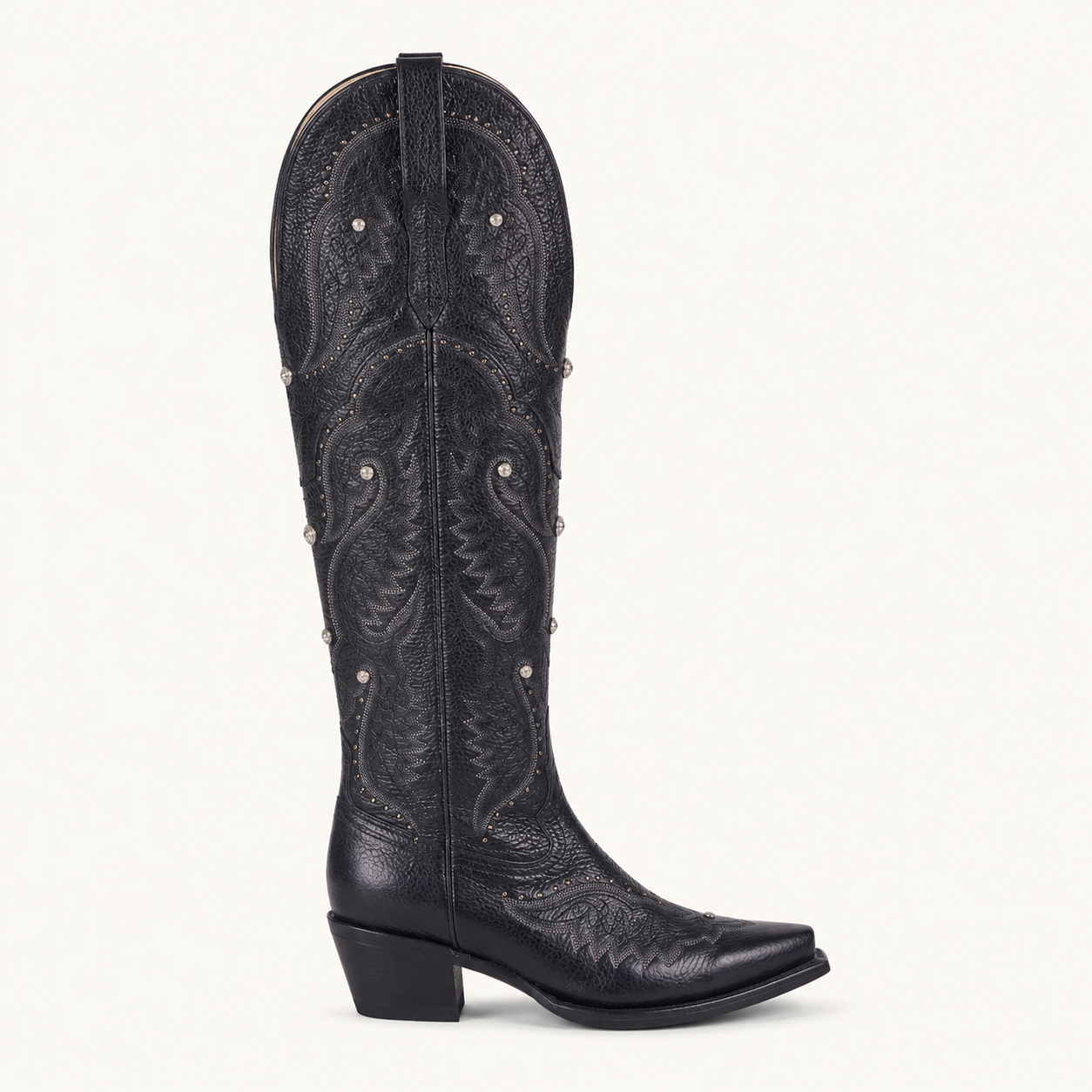 Black High Boot with Diamond Rhinestones — Forajidas