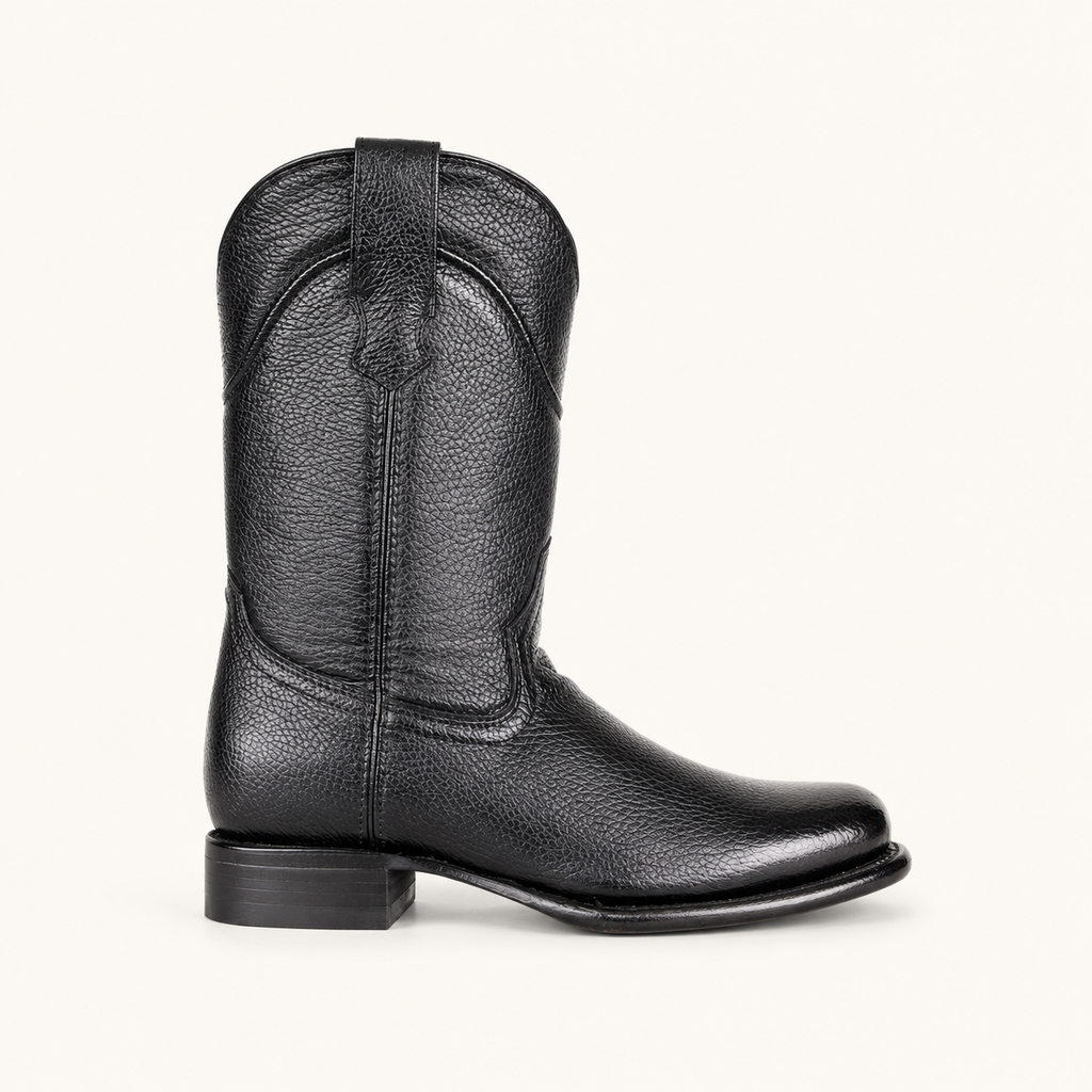 Jet Black Deer-Embossed Boot — Armenta