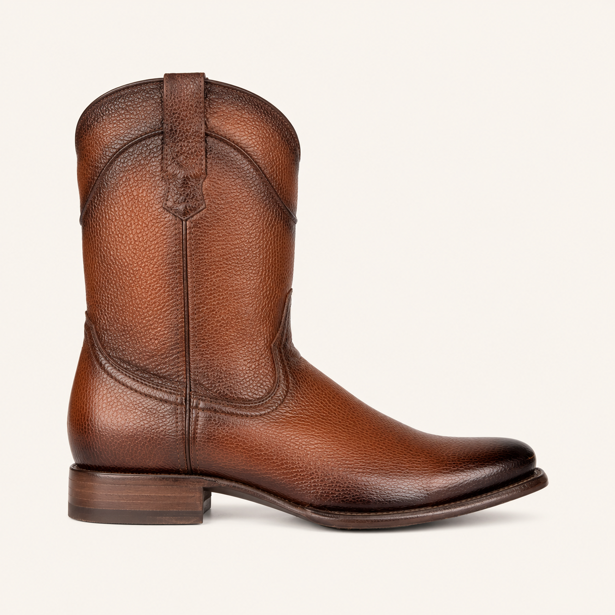 Bota Venado Grabado Café Coñac Sendero — Armenta