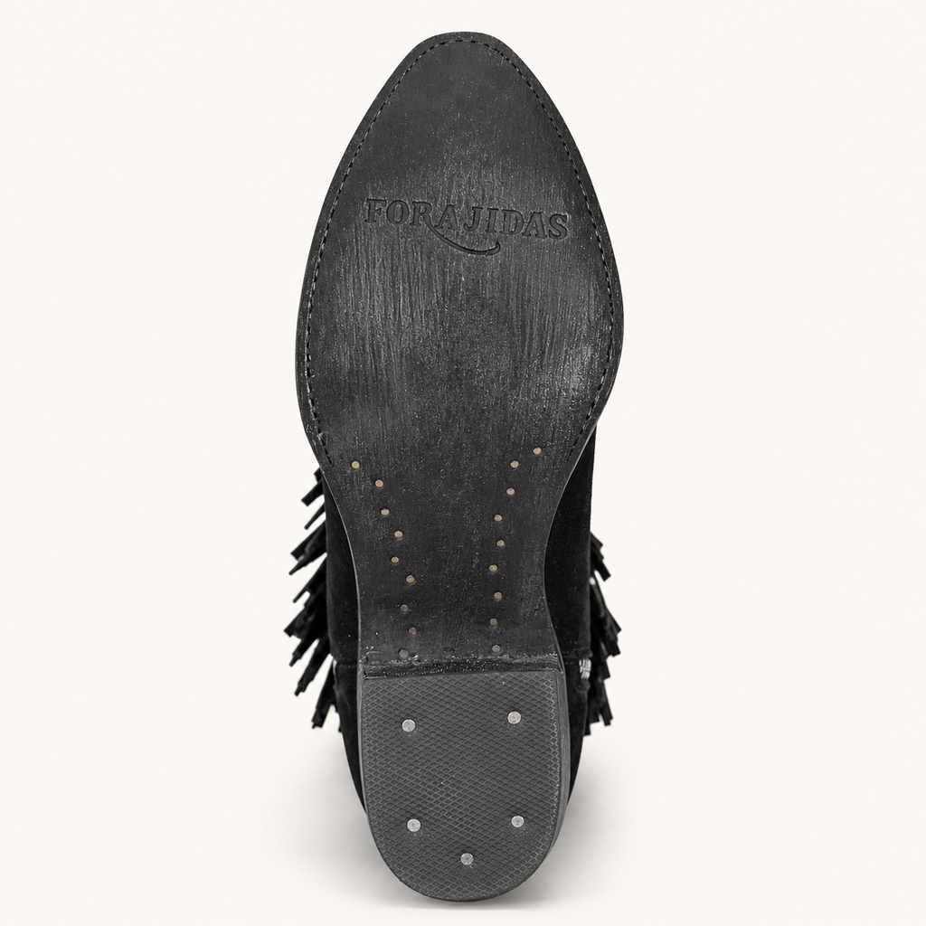 Black Suede Ankle Boots with Rebel Fringes — Outlaw Women