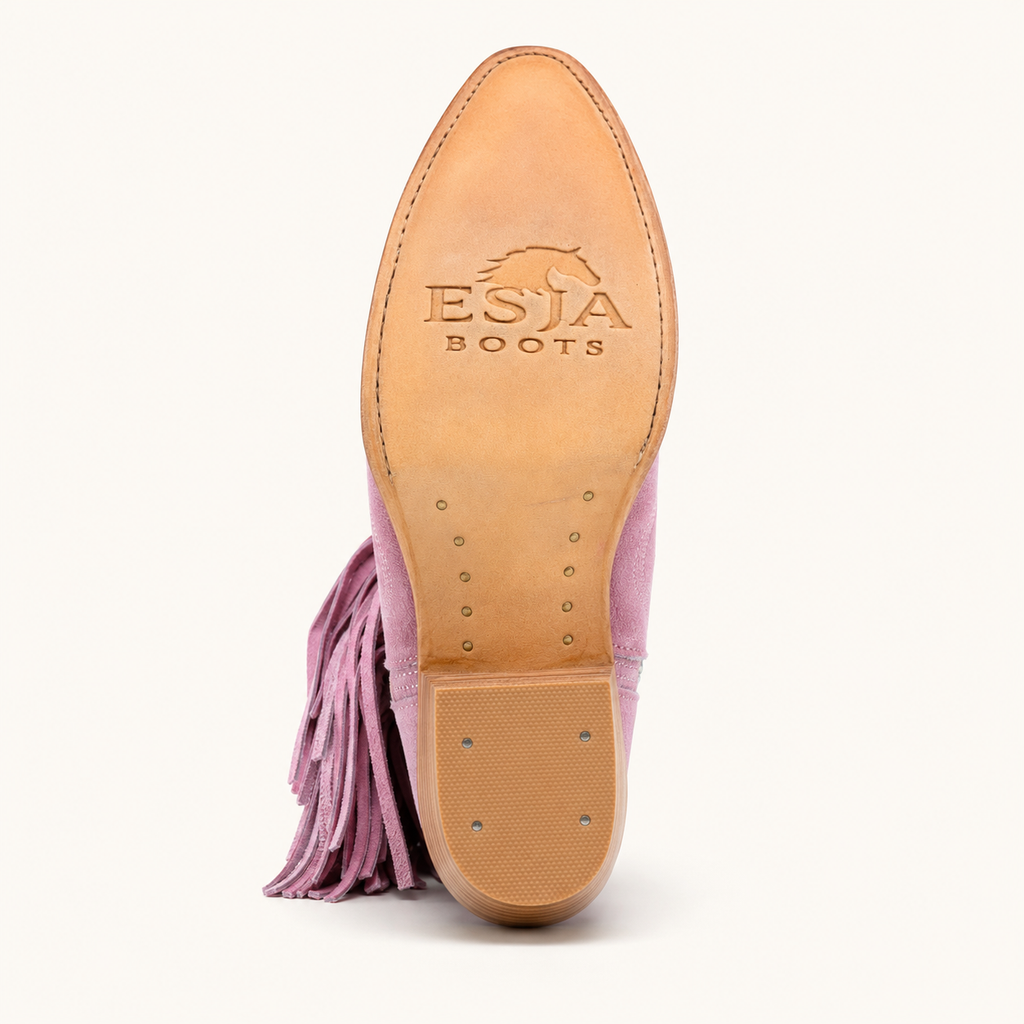 Pastel Pink Cotton Fringe Boots — Esja Boots
