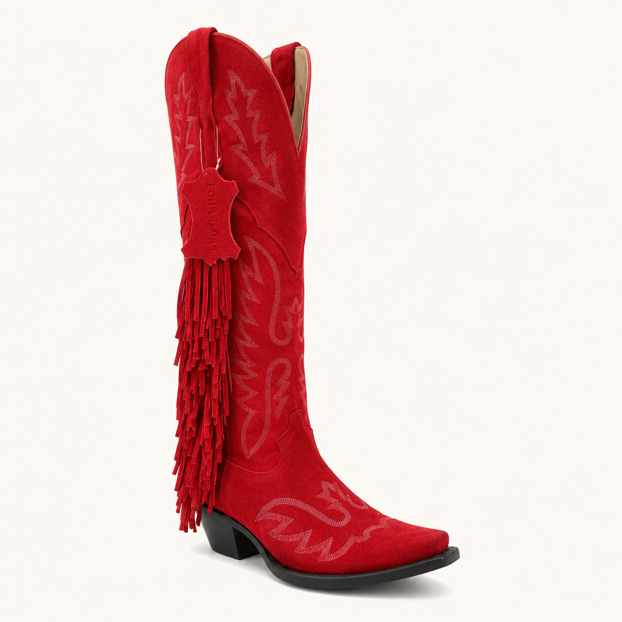 Red Suede Fringe Boot Fire — Forajidas