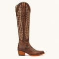 Extra-High Brown Boot with Embroidered Wheat Design — Cruzalta