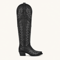 Bota Extra Alta Negra Bordada Azabache — Forajidas