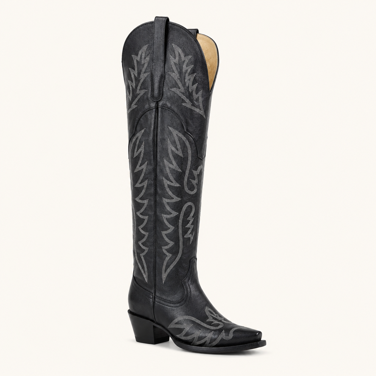 Extra Tall Black Jet Embroidered Boot — Outlaws
