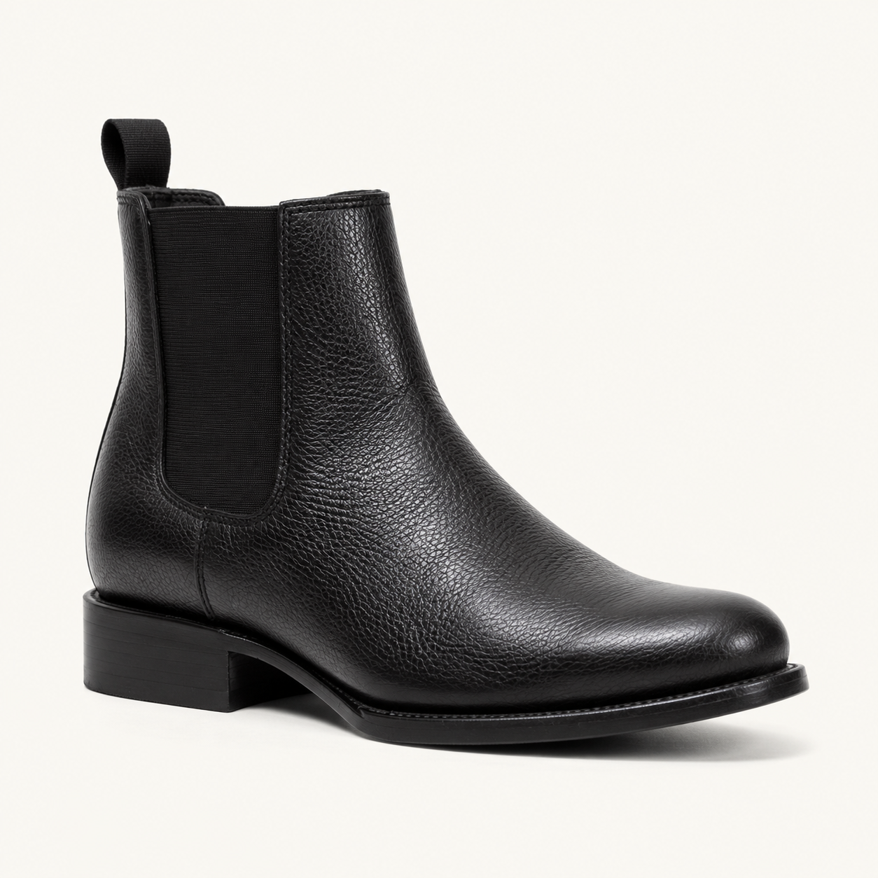 Obsidian Black Floating Leather Ankle Boot — Cruzalta
