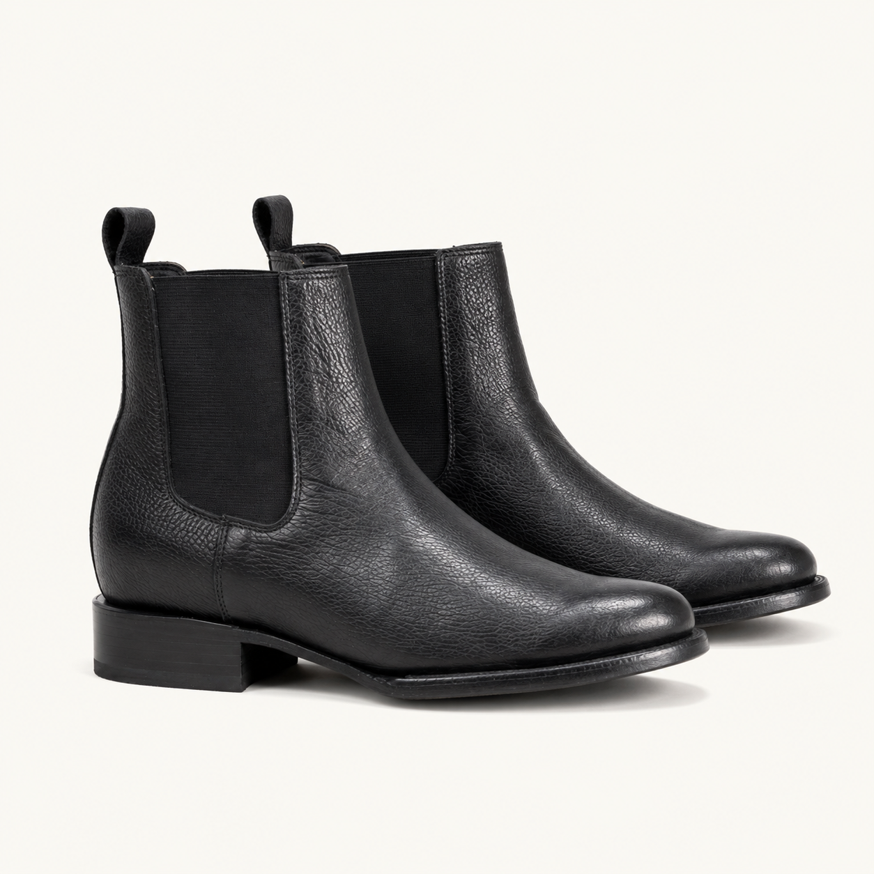 Obsidian Black Floating Leather Ankle Boot — Cruzalta