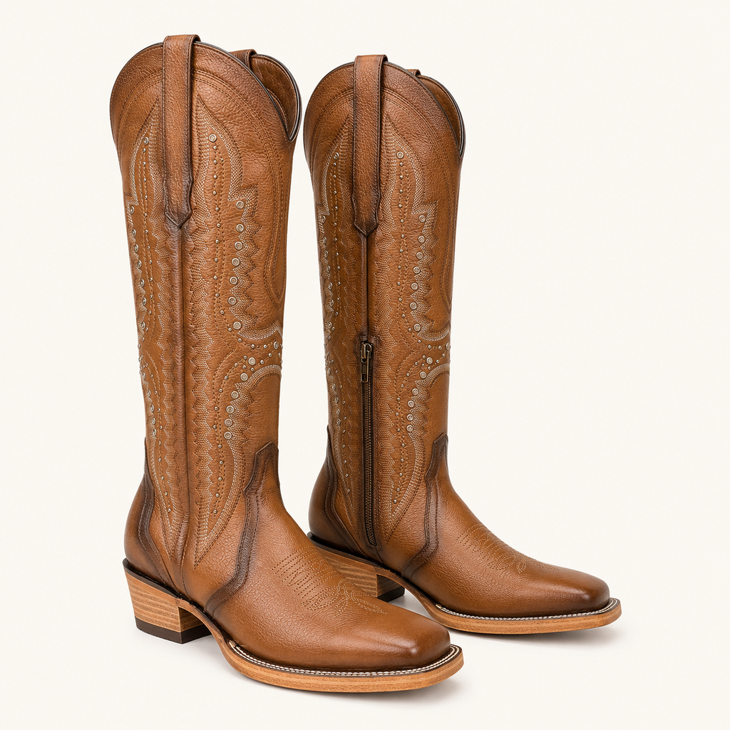 Brown Honey Cowboy Boot with Cinnamon Rivets — Daleo