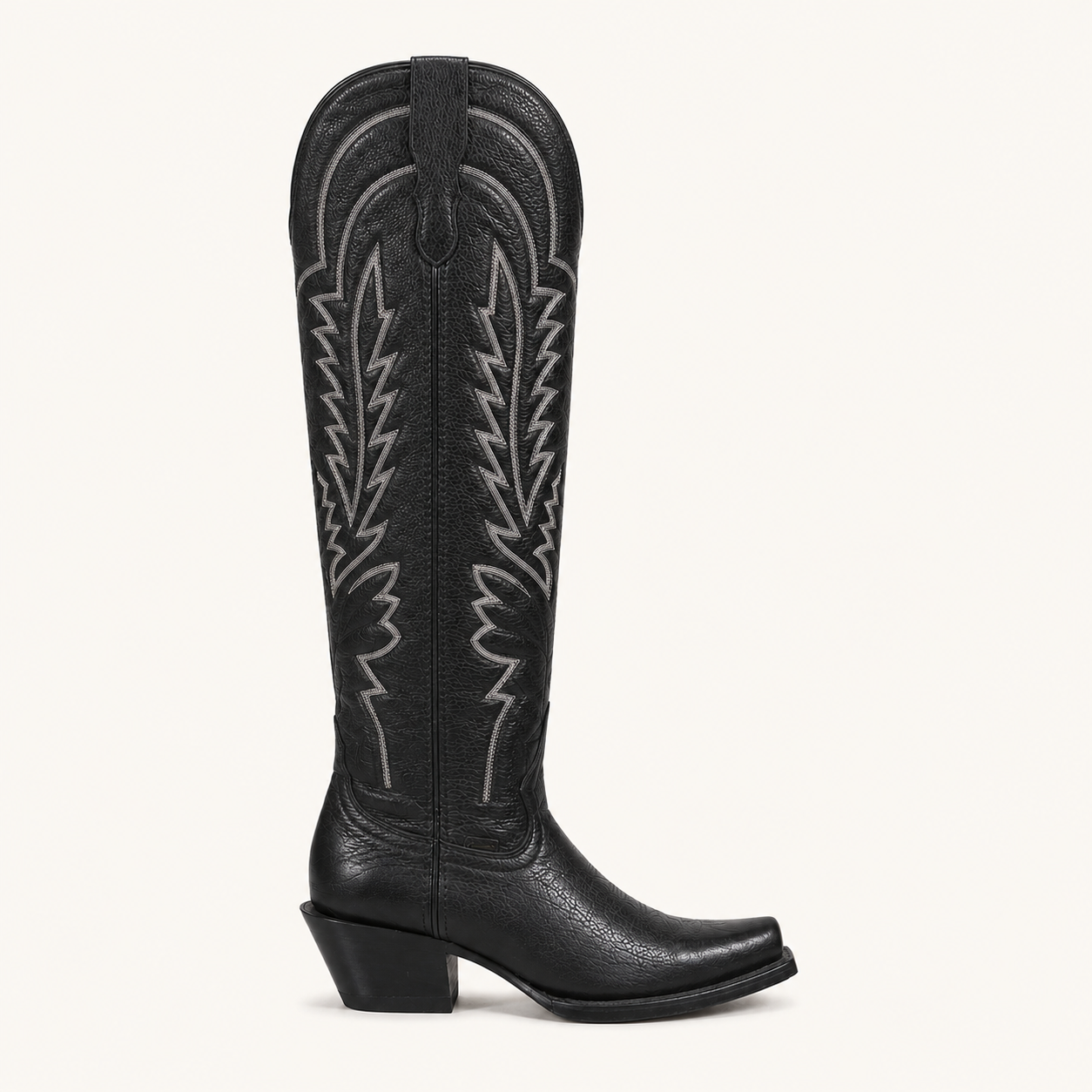 Serrana White Embroidered Black High Boot — Cruzalta