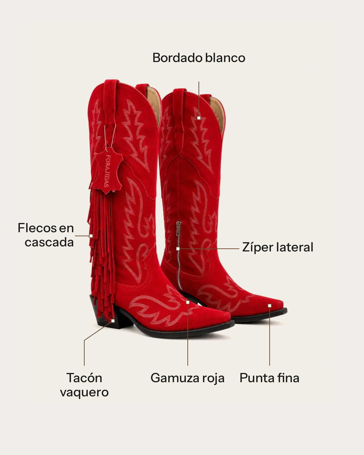 La Fuego Red Suede Boot with Fringe