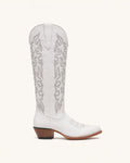 La Perla Tall White Boot with Gray Embroidery