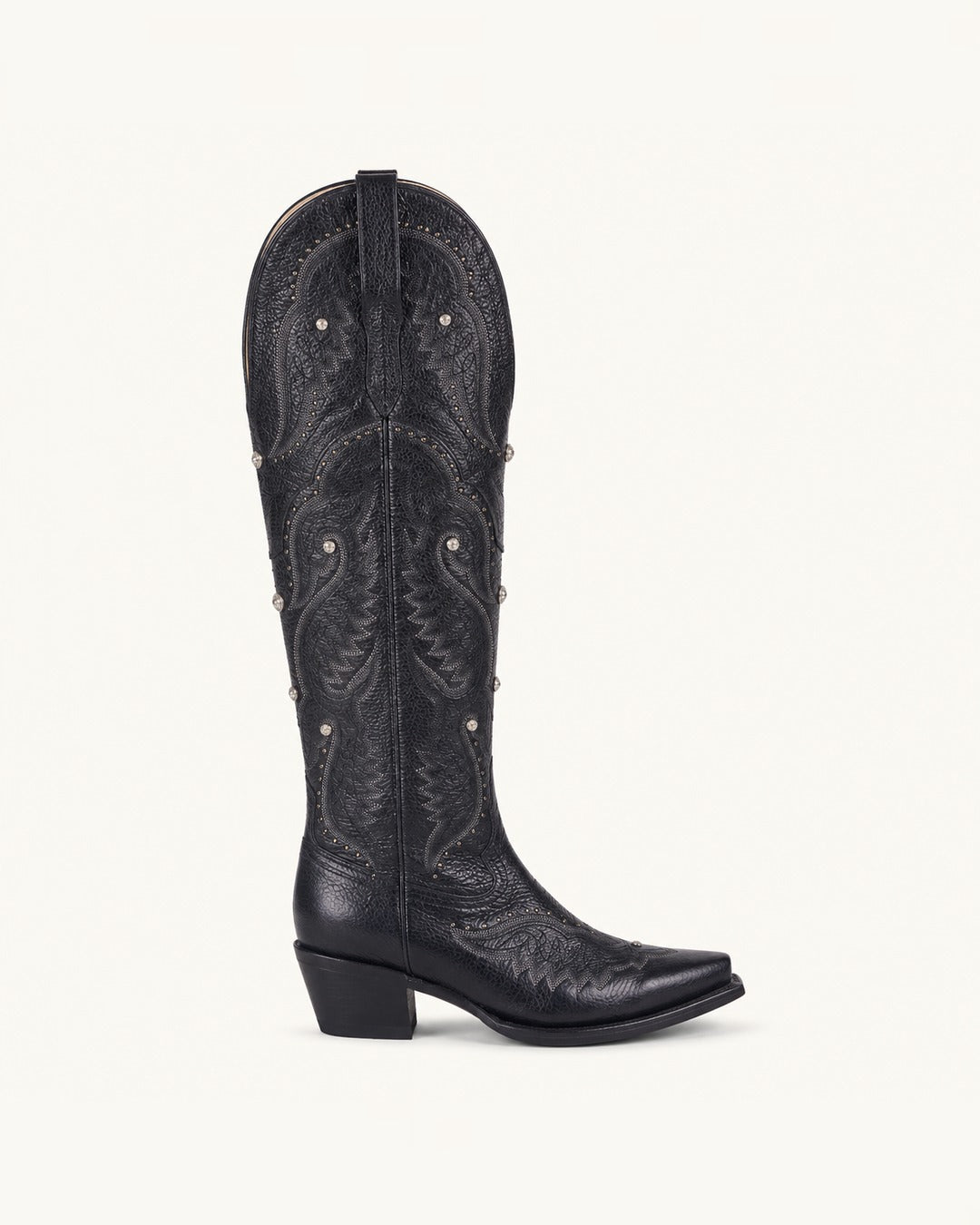 La Diamante Tall Black Boot with Rhinestones
