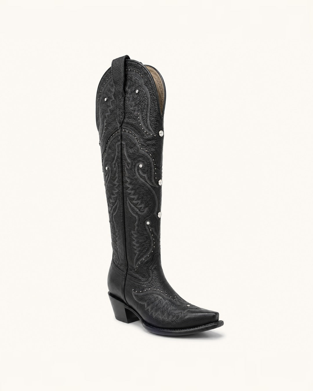 La Diamante Tall Black Boot with Rhinestones