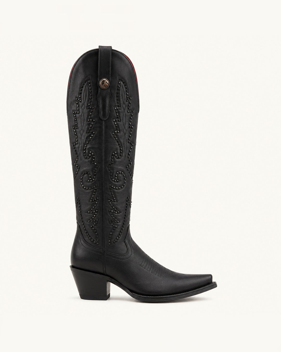 La Espuela Tall Black Boot with Rivets