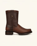La Bisonte in Honey Bison-Embossed Leather, Lug Sole