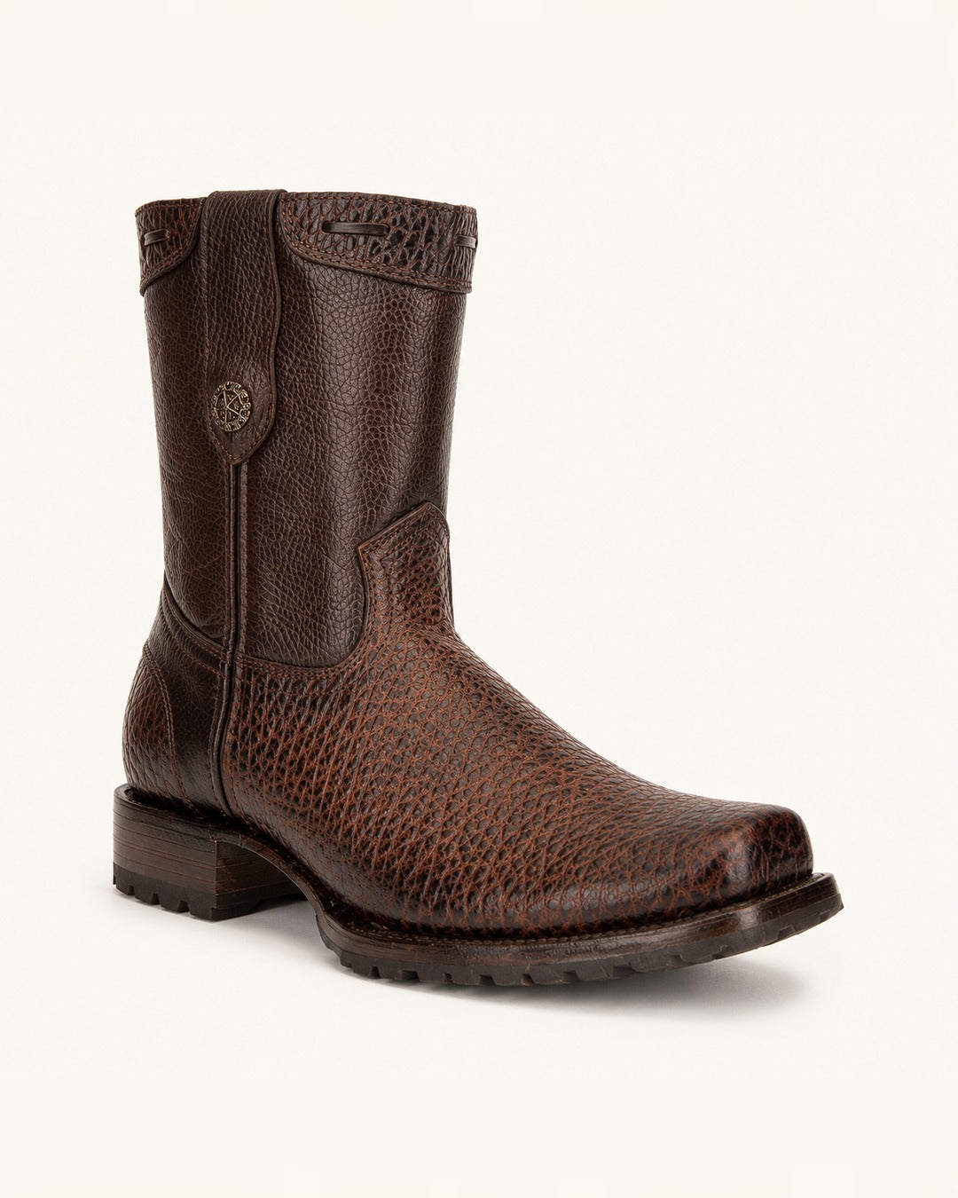 La Bisonte in Honey Bison-Embossed Leather, Lug Sole