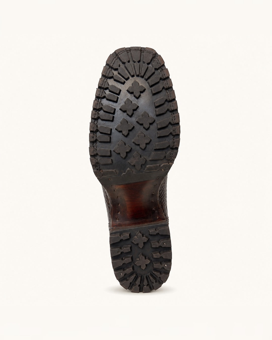 La Bisonte in Honey Bison-Embossed Leather, Lug Sole