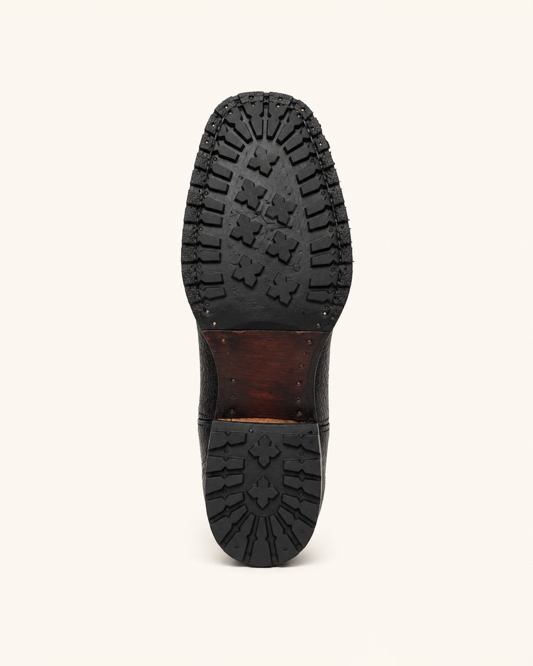 La Búfalo in Black Bison-Embossed Leather, Lug Sole