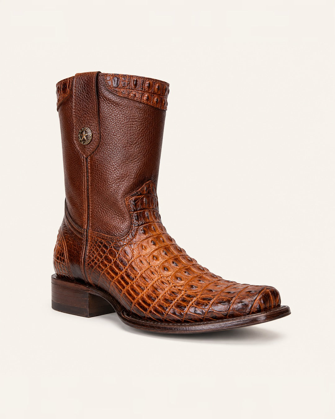 La Canela in Cognac Croc-Embossed Leather