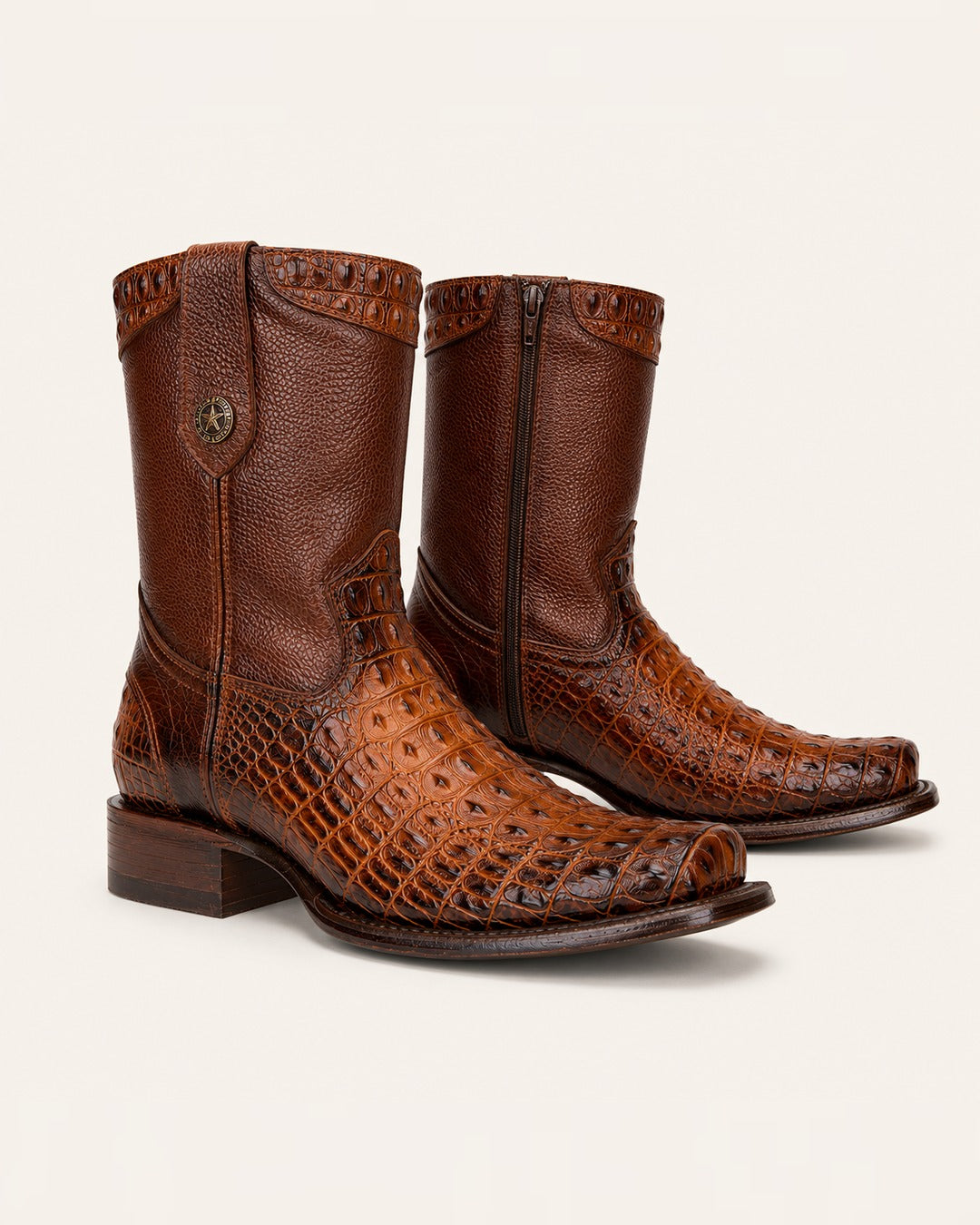 La Canela in Cognac Croc-Embossed Leather