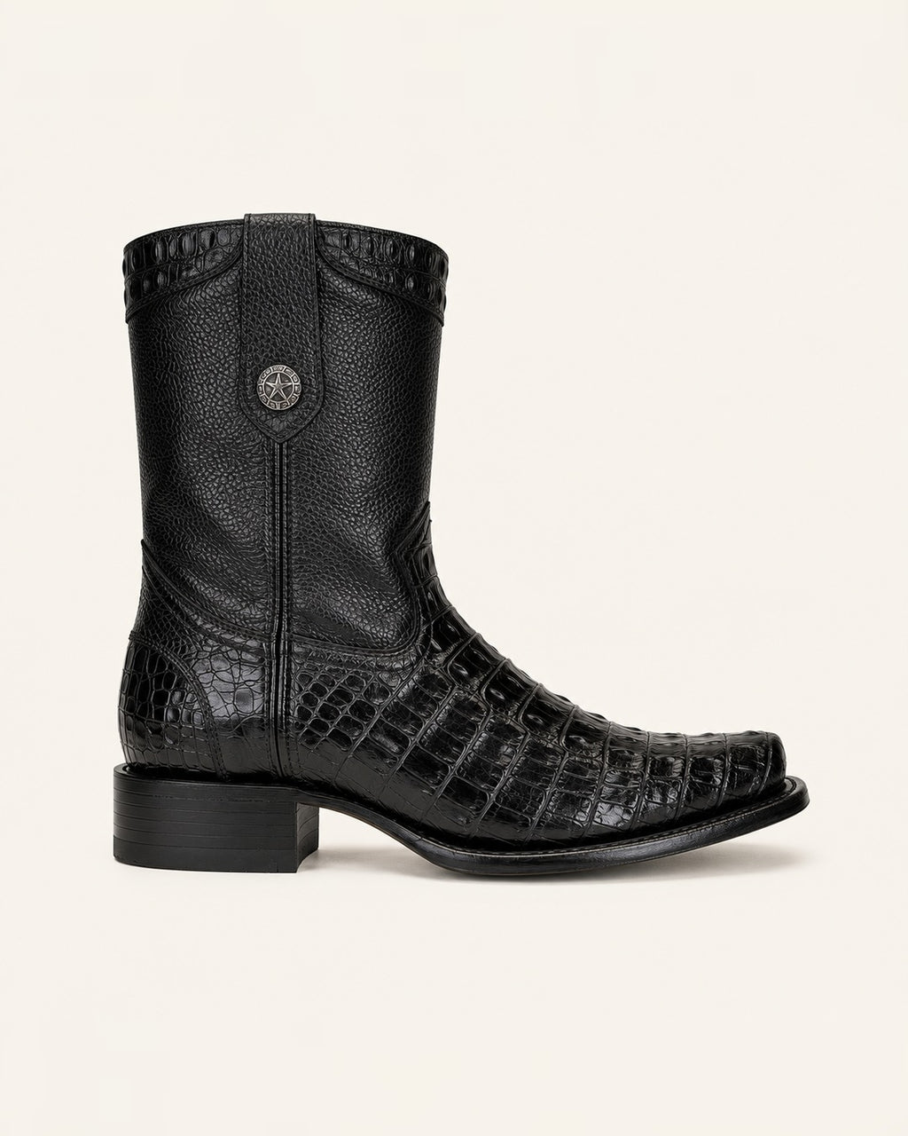 La Obsidiana in Black Croc-Embossed Leather