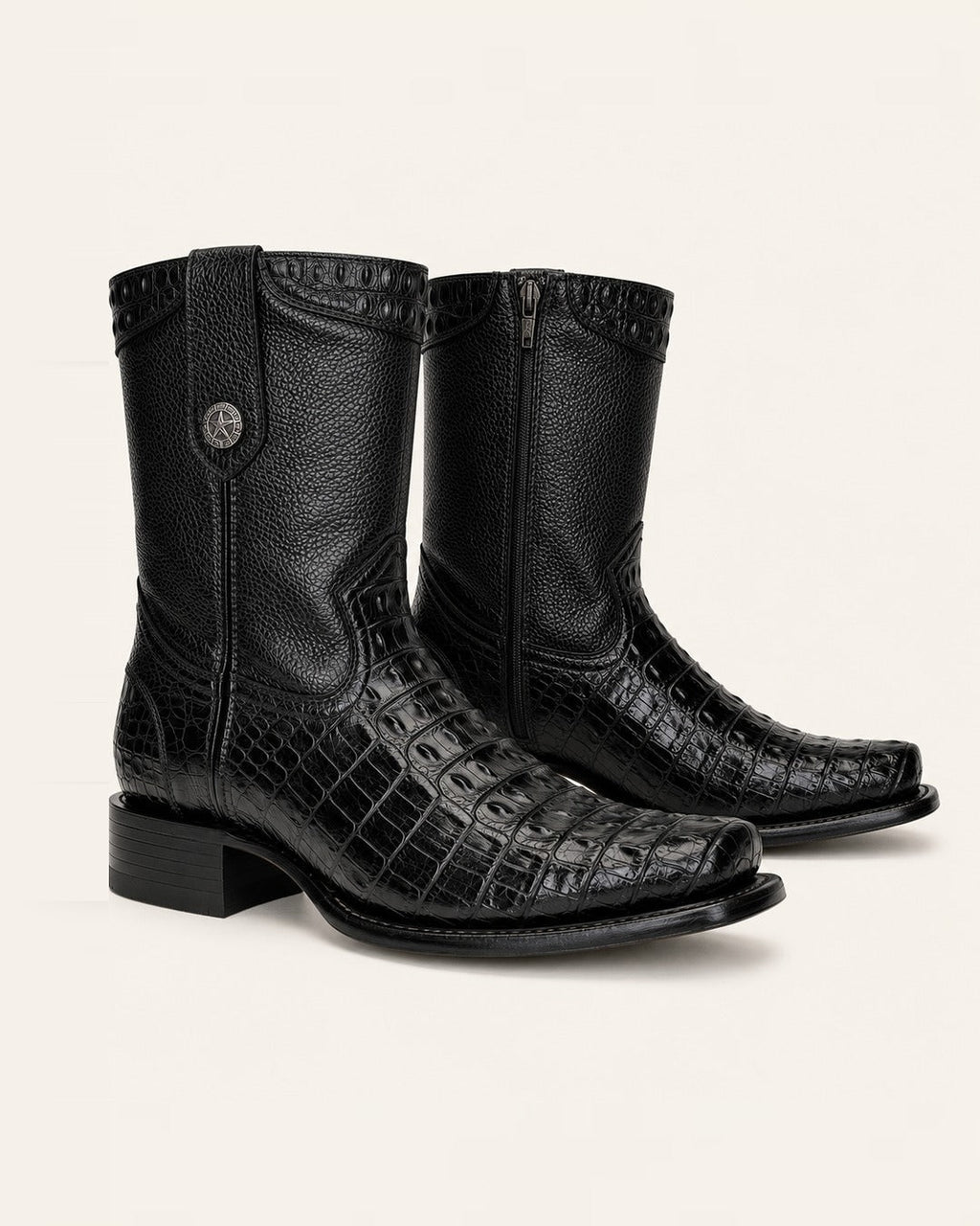 La Obsidiana in Black Croc-Embossed Leather