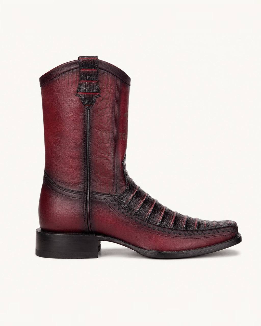 La Borgoña in Wine Croc-Embossed Leather