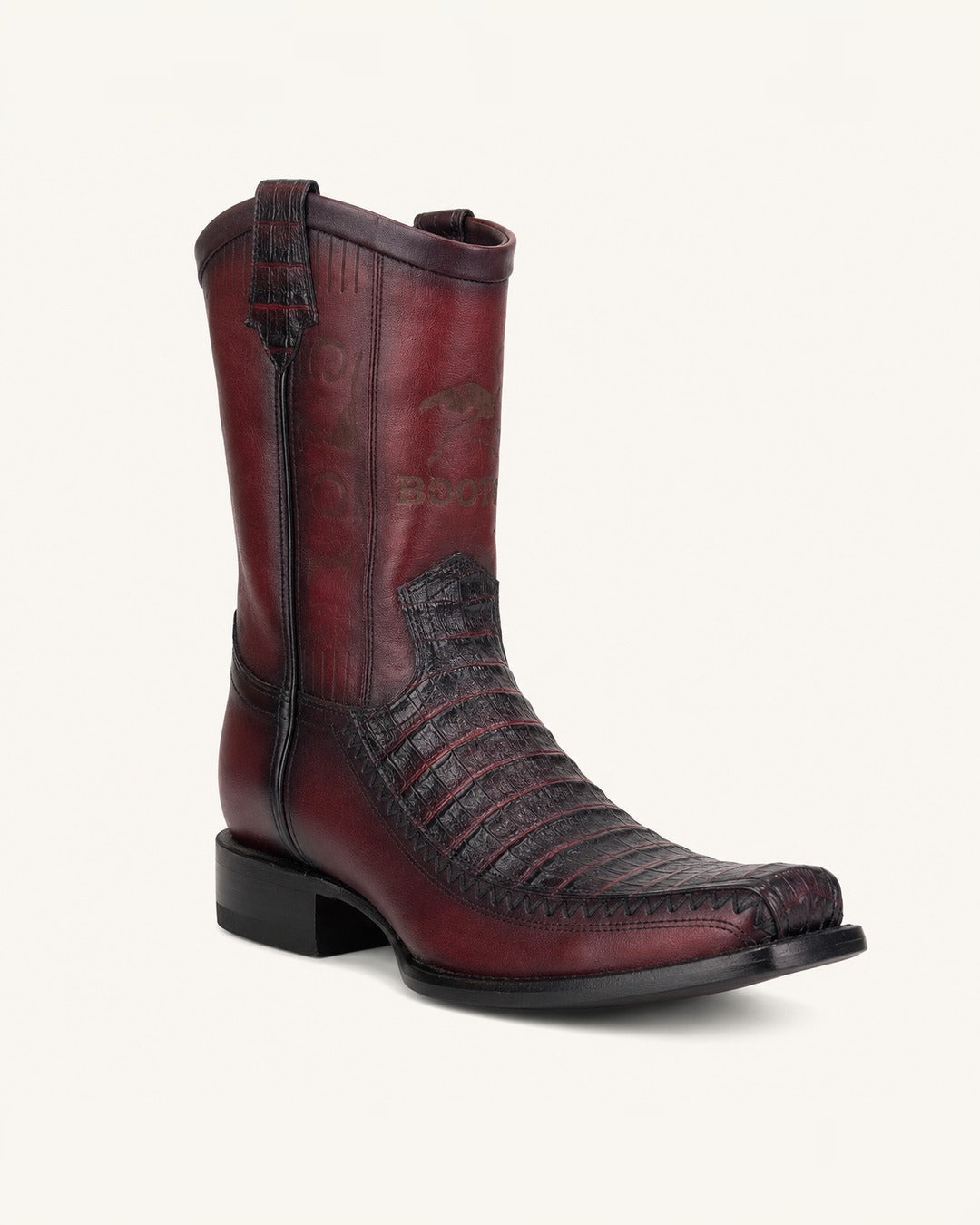 La Borgoña in Wine Croc-Embossed Leather