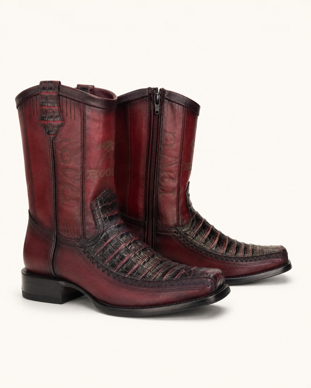 La Borgoña in Wine Croc-Embossed Leather