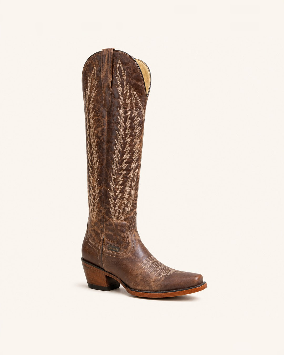 La Trigueña Extra-Tall Embroidered Brown Boot