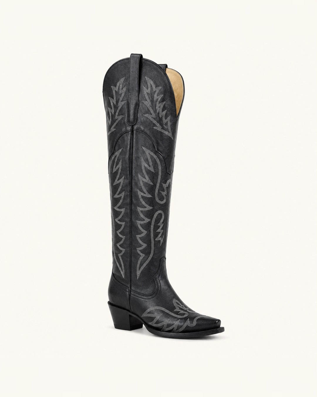 La Azabache Extra-Tall Embroidered Black Boot