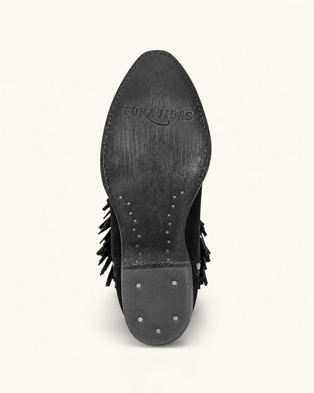 La Rebelde Black Suede Boot with Fringe