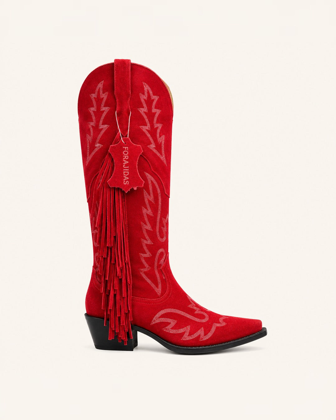 La Fuego Red Suede Boot with Fringe