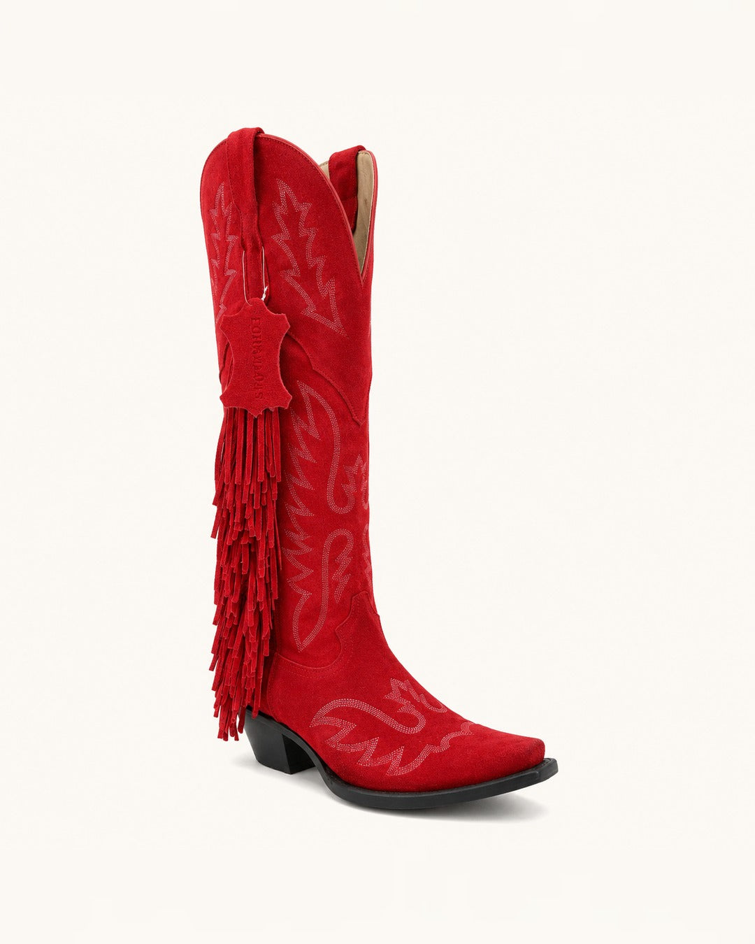 La Fuego Red Suede Boot with Fringe