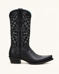 La Elettra in Black with White Embroidery and Rivets